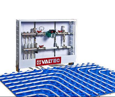 Коллектор теплого пола Valtec из нержавеющей стали в сборе со встроенными расходомерами, 1"х10 вых. (3/4")